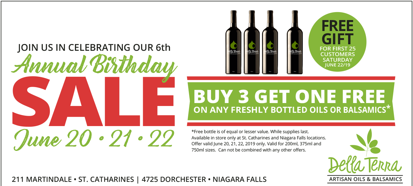 Join Della Terra Artisan Oils and Balsamics in celebrating their 6th Annual Birthday Sale! June 20-21-22