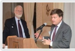 During the Crystal Ball Symposium, Robert Fowler (left) and Martin Ford addressed two important issues to Canadians: the future of work in an era of rapid technological progress and the future of the world in the face of political instability and terrorism. Nov. 30, 2015, Ottawa.