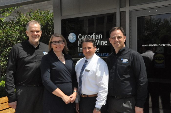 From left: Craig Youdale, dean of NC’s Canadian Food and Wine Institute; Dana McCauley, executive director, Food Starter; Jeffrey Steen, industry engagement and corporate training manager, NC’s Canadian Food and Wine Institute; and Gary Torraville, associate dean, NC’s Canadian Food and Wine Institute.