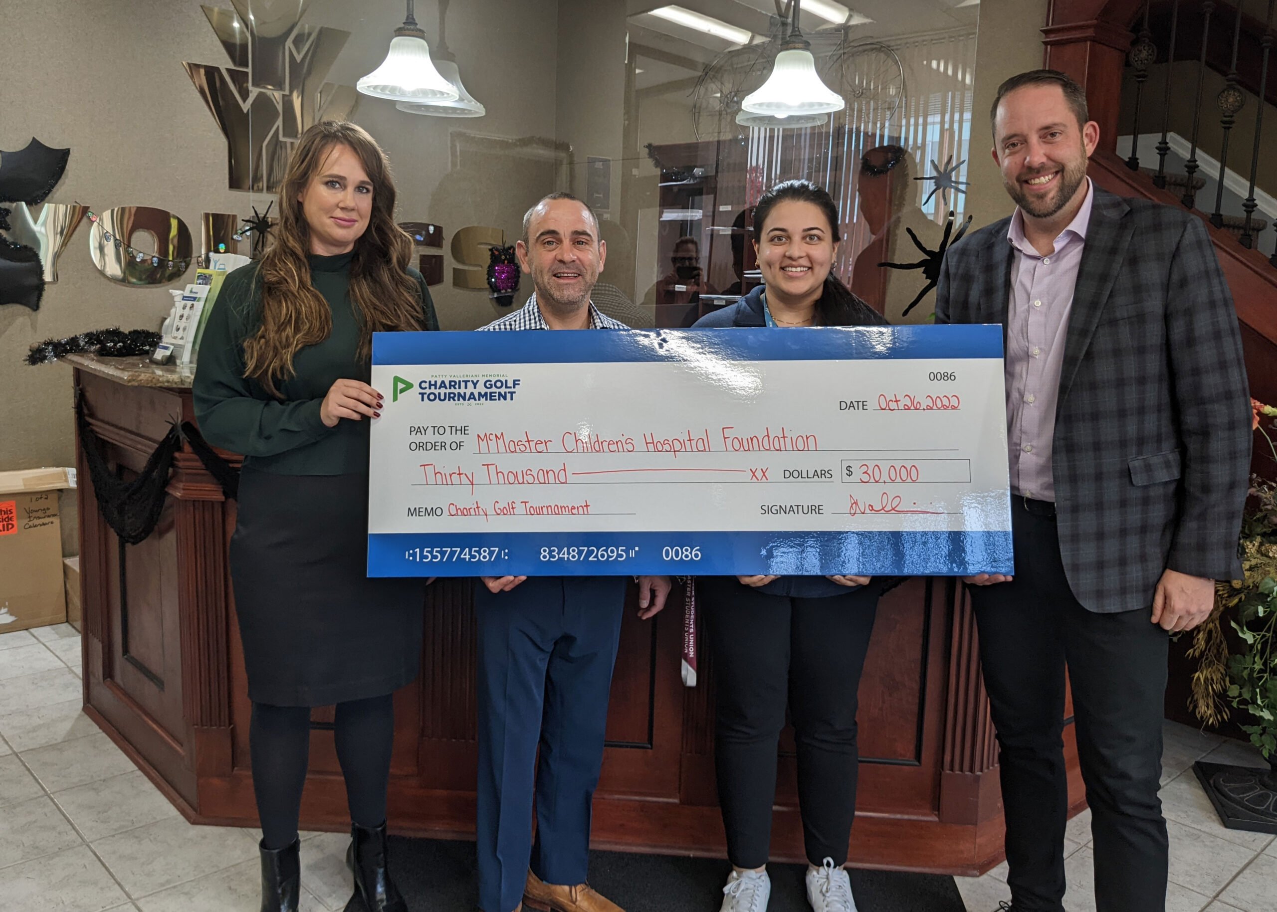 Last October, Youngs Insurance Brokers presented a cheque for $30,000 to McMaster Children’s Hospital Foundation through their charity golf tournament.