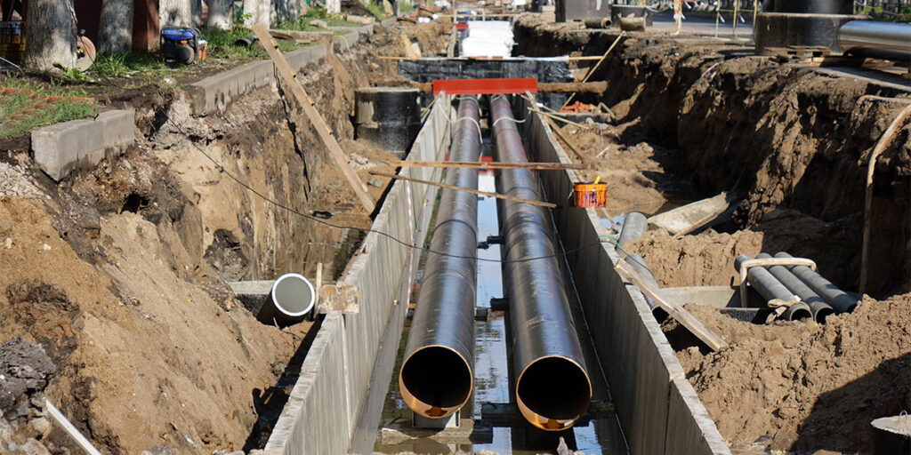 Pipes laid in a trench