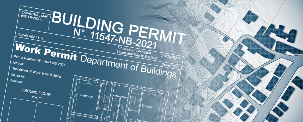 A stylized image of a building permit