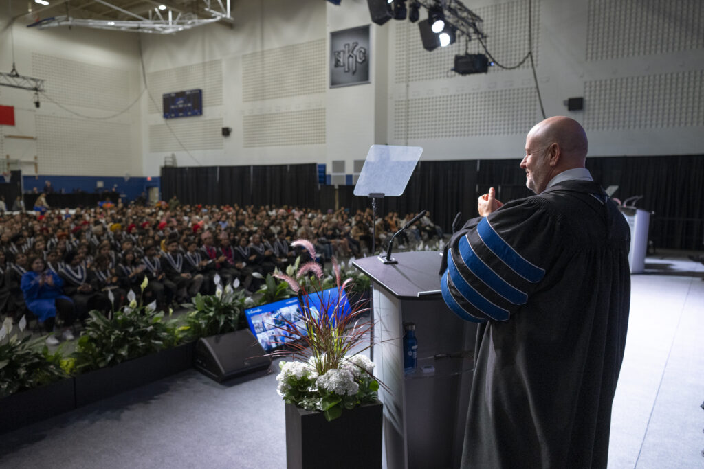 Niagara College President Sean Kennedy addresses the Fall Class of 2024