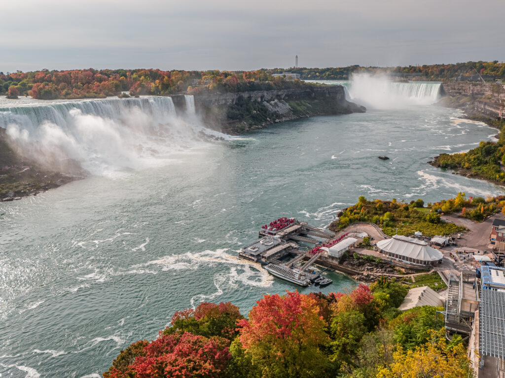 An aerial shot of Niagara Falls