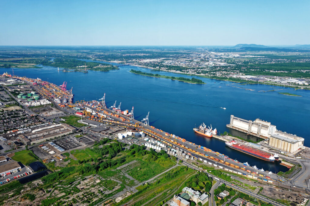 An aerial view of the Port of Montreal