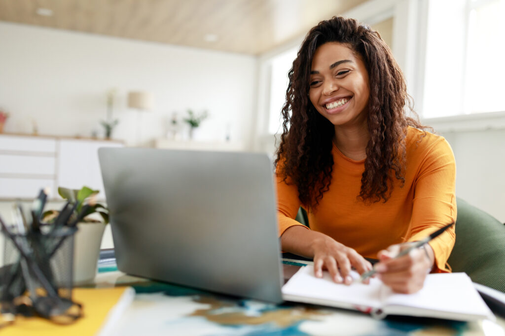 A woman working on a computer