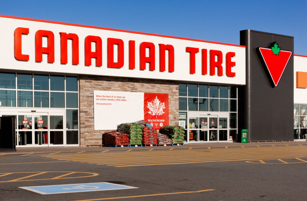 The exterior of a Canadian Tire store in Dartmouth, Nova Scotia