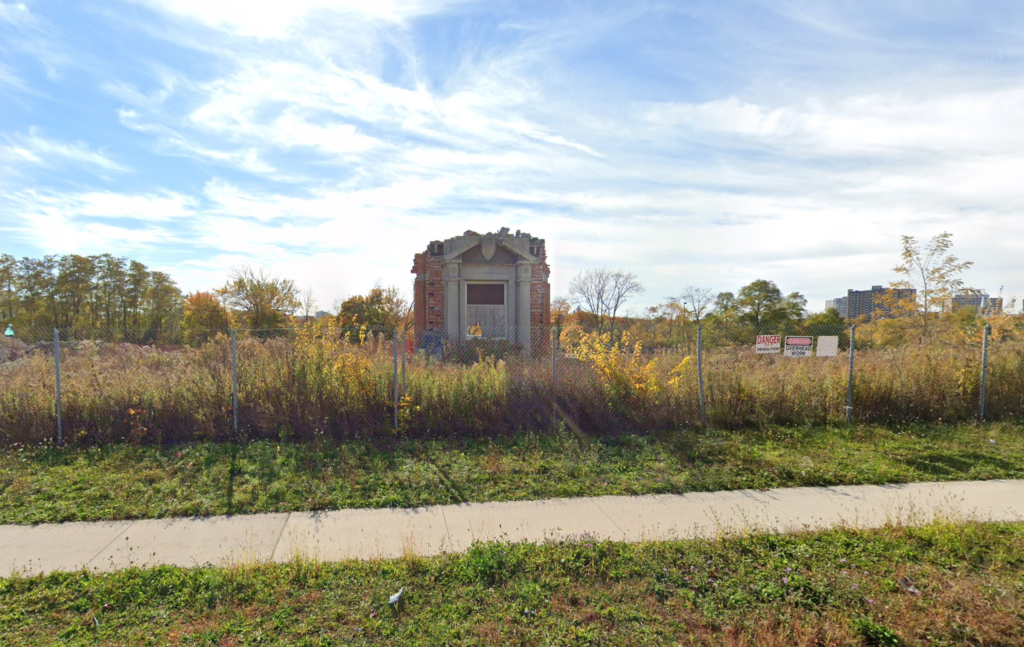 The main entrance to the now-demolished St. Catharines hospital on Queeston Street