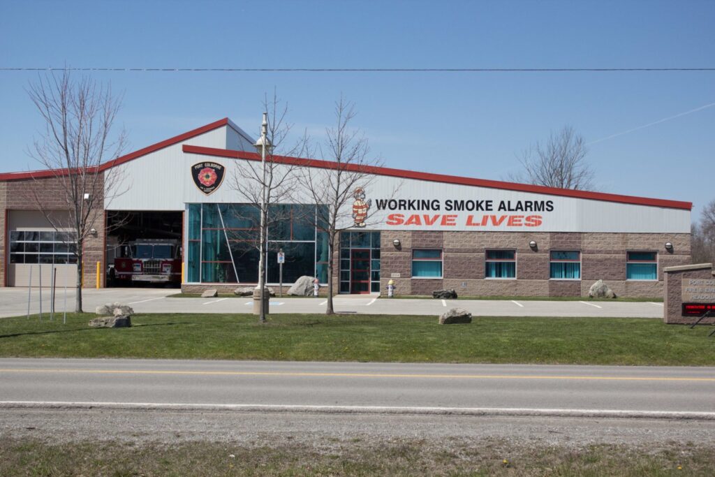 The Fire and Emergency Services building at Killaly St W, Port Colborne.